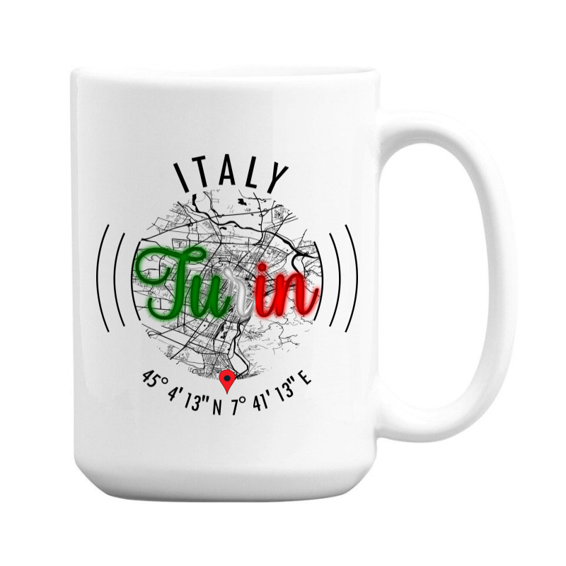 Turin Italy Road Map Art - Earth Tones 15 Oz Coffee Mug | Artistshot