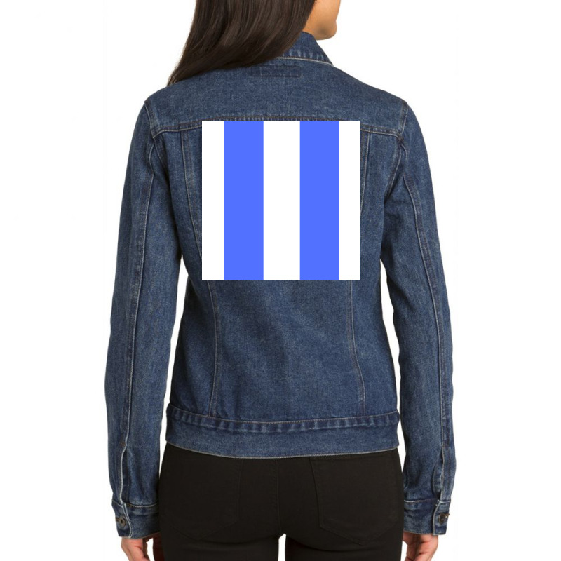 Blue Lines Art Ladies Denim Jacket by American choice | Artistshot