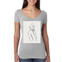 Nude Women One Line Art With Grey Background Women's Triblend Scoop T-shirt | Artistshot