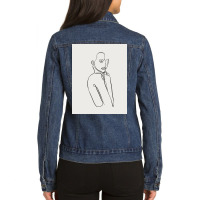 Nude Women One Line Art With Grey Background Ladies Denim Jacket | Artistshot