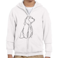 Dog Minimal One Line Art Youth Zipper Hoodie | Artistshot