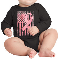 Breast Cancer American Flag Long Sleeve Baby Bodysuit | Artistshot