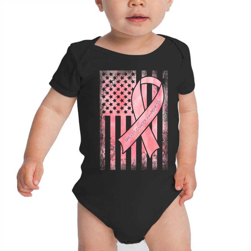 Breast Cancer American Flag Baby Bodysuit by autlu2024 | Artistshot