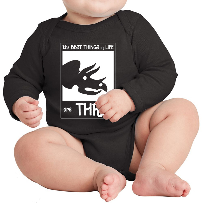 The Best Things In Life Are Three Long Sleeve Baby Bodysuit by michaelnaher | Artistshot