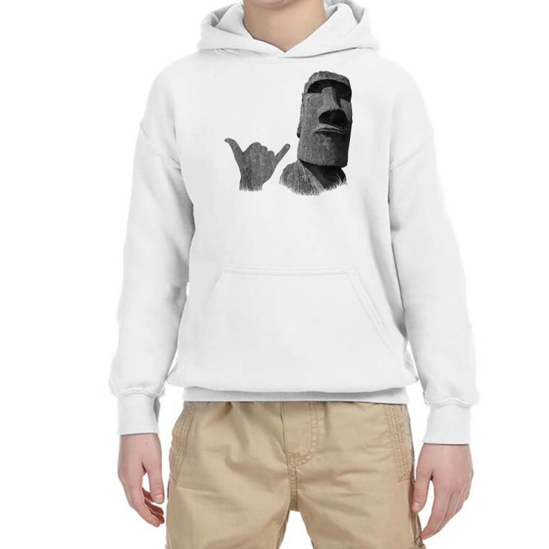 Funny Easter Island Rapa Nui Moai Statue Surfer Shaka Sign T Shirt Youth Hoodie | Artistshot