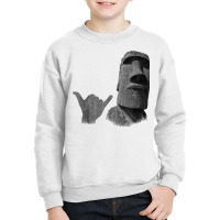 Funny Easter Island Rapa Nui Moai Statue Surfer Shaka Sign T Shirt Youth Sweatshirt | Artistshot