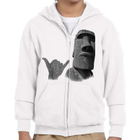 Funny Easter Island Rapa Nui Moai Statue Surfer Shaka Sign T Shirt Youth Zipper Hoodie | Artistshot