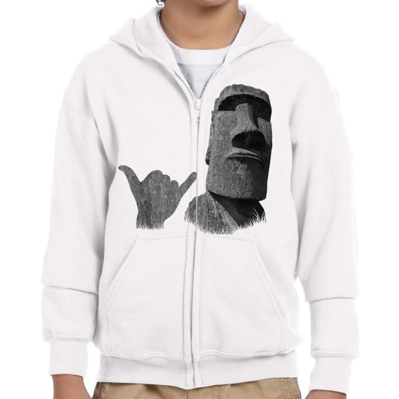 Funny Easter Island Rapa Nui Moai Statue Surfer Shaka Sign T Shirt Youth Zipper Hoodie | Artistshot