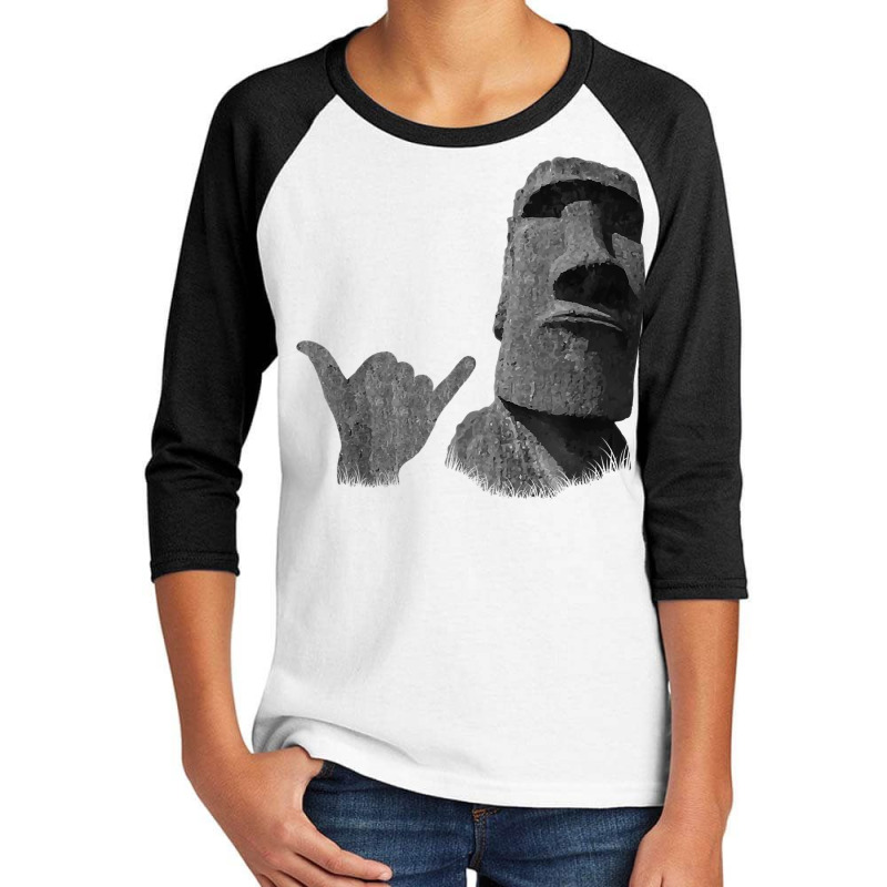 Funny Easter Island Rapa Nui Moai Statue Surfer Shaka Sign T Shirt Youth 3/4 Sleeve | Artistshot