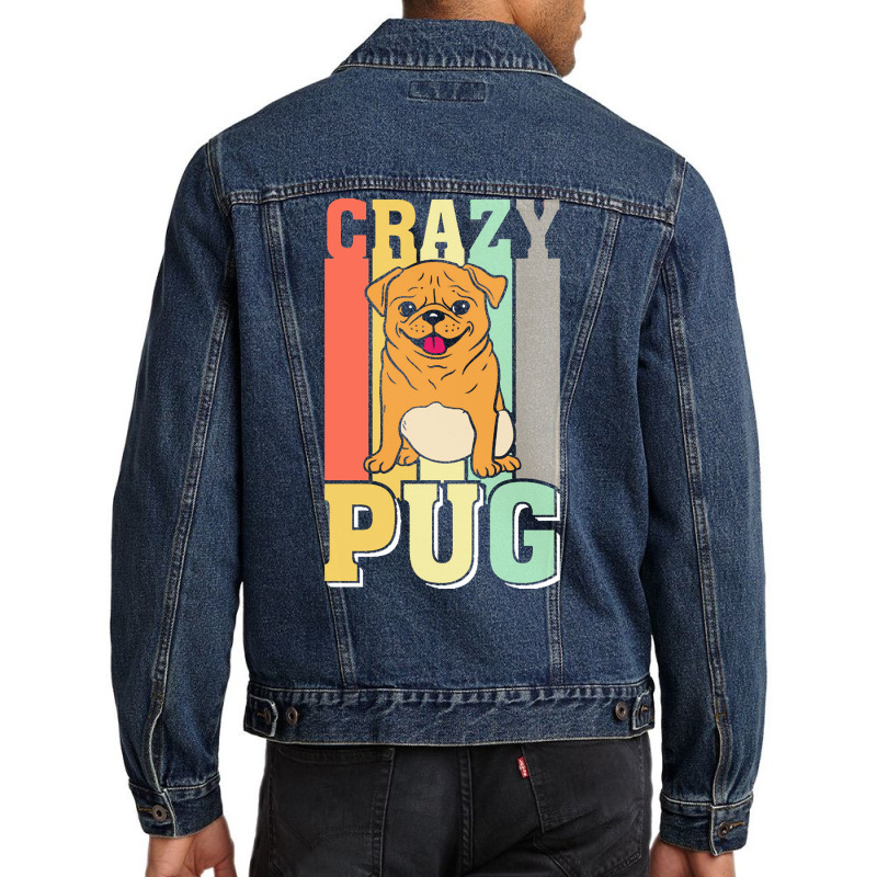 Crazy Pug Lady T  Shirtcrazy Pug Lady Funny Gift Idea For Pug Lovers D Men Denim Jacket | Artistshot