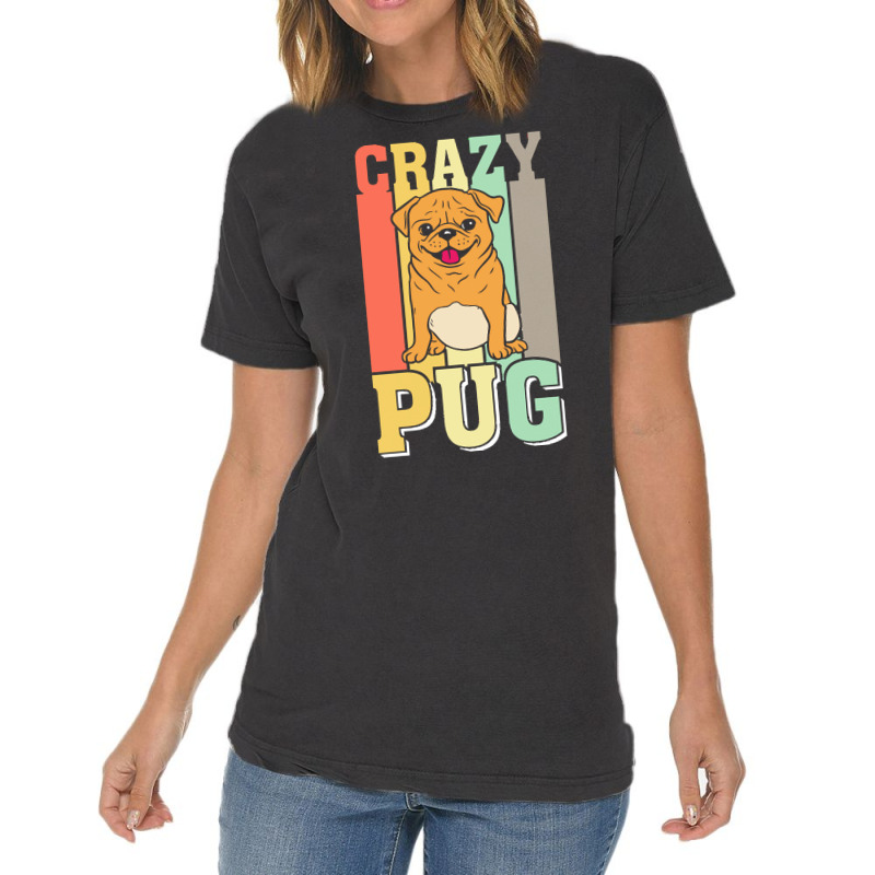 Crazy Pug Lady T  Shirtcrazy Pug Lady Funny Gift Idea For Pug Lovers D Vintage T-shirt | Artistshot