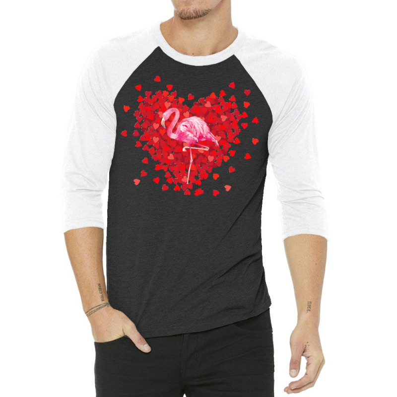 Flamingo Lovers Valentine Day Gift T  Shirt Cute Flamingo In Heart Lov 3/4 Sleeve Shirt | Artistshot