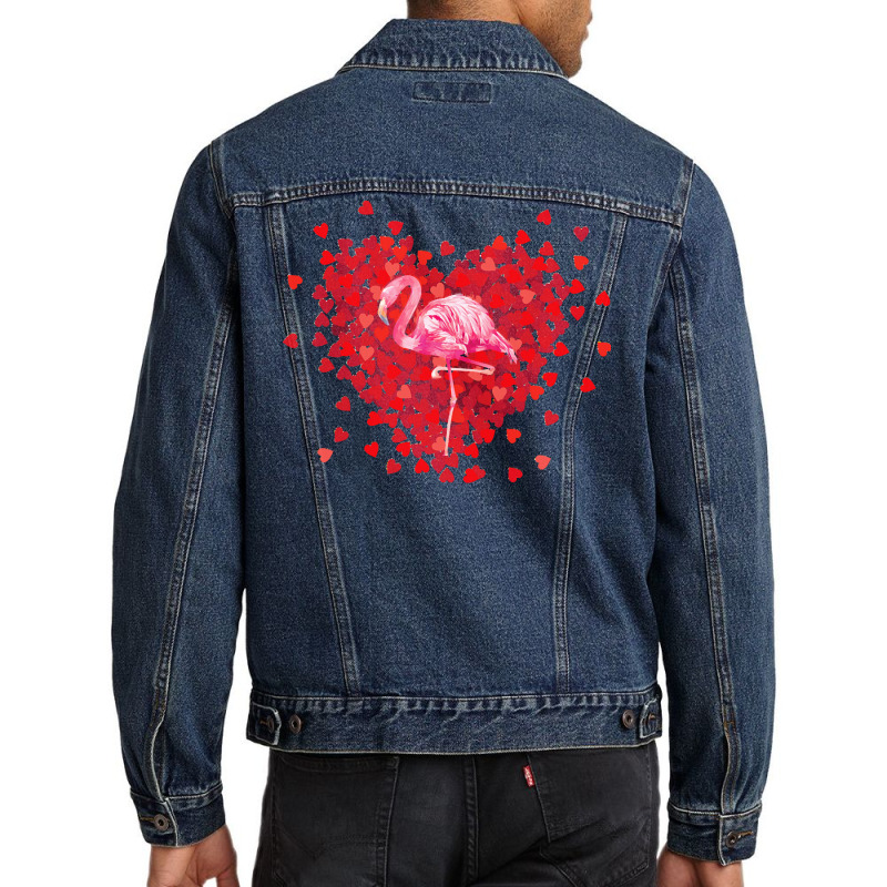 Flamingo Lovers Valentine Day Gift T  Shirt Cute Flamingo In Heart Lov Men Denim Jacket | Artistshot