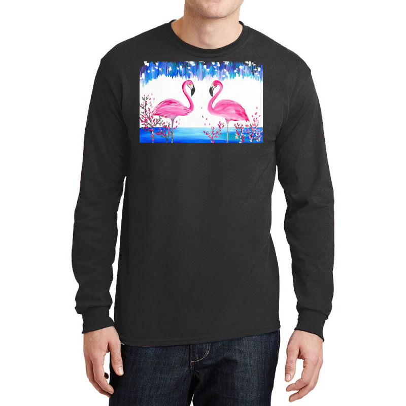 Flamingo T  Shirt Blue And Pink 4 T  Shirt Long Sleeve Shirts | Artistshot