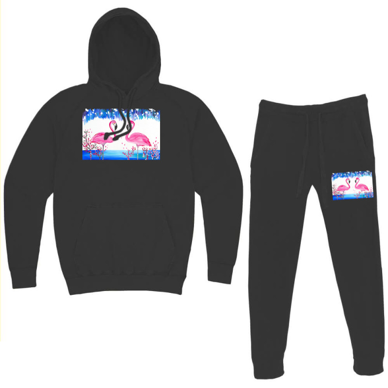 Flamingo T  Shirt Blue And Pink 4 T  Shirt Hoodie & Jogger Set | Artistshot