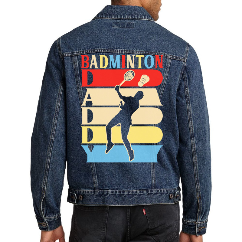 Fathers Day Gift Ideas T  Shirtbadminton Daddy Funny Daddy Papa Gifts Men Denim Jacket | Artistshot