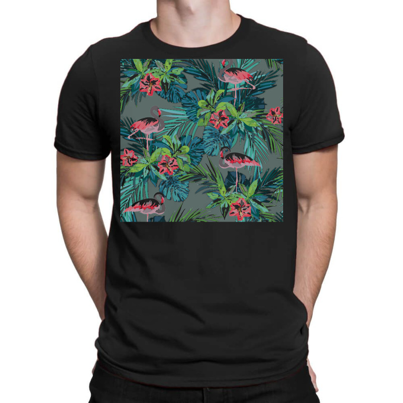 Flamingo T  Shirt Flamingo In The Tropical Forest Shades Of Blue T  Sh T-shirt | Artistshot