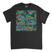 Flamingo T  Shirt Flamingo In The Tropical Forest Shades Of Blue T  Sh Classic T-shirt | Artistshot