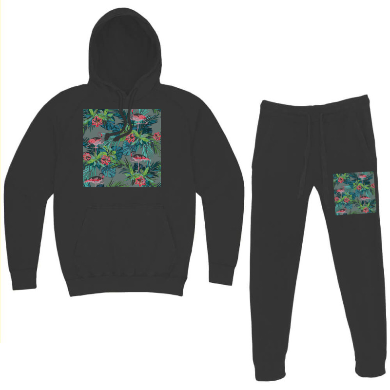 Flamingo T  Shirt Flamingo In The Tropical Forest Shades Of Blue T  Sh Hoodie & Jogger Set | Artistshot