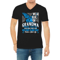 Diabetes Diabetic Type 1 Family Support Grandma We Go Blue 75 Diabetes V-neck Tee | Artistshot