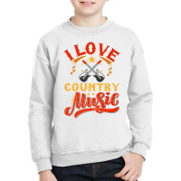 I Love Country Music Design With Guitars And Musical Notes Premium T S Youth Sweatshirt | Artistshot