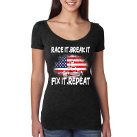 Race Break Fix Repeat Go Kart Cart Racer Gokart Racing T Shirt Women's Triblend Scoop T-shirt | Artistshot