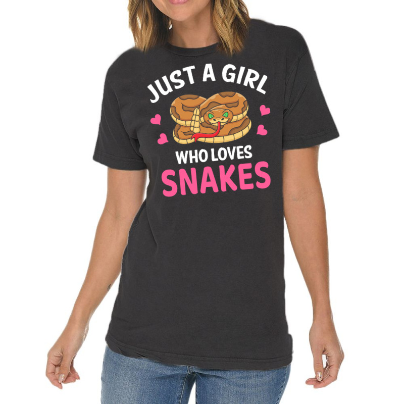 Snake T  Shirt Just A Girl Who Loves Snakes I Cartoon Snake T  Shirt Vintage T-shirt | Artistshot