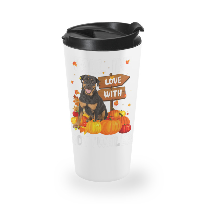 Fall In Love With Rottweiler Dog On Pumkin Halloween Travel Mug | Artistshot