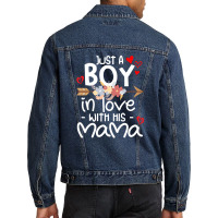 Just A Boy In Love With His Mama Men Denim Jacket | Artistshot