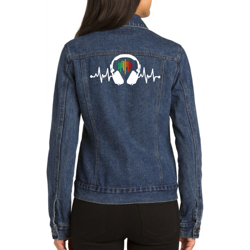 Gamer Heartbeat Clothing   Headphone Pullover Hoodie Ladies Denim Jacket by keishawnredner | Artistshot