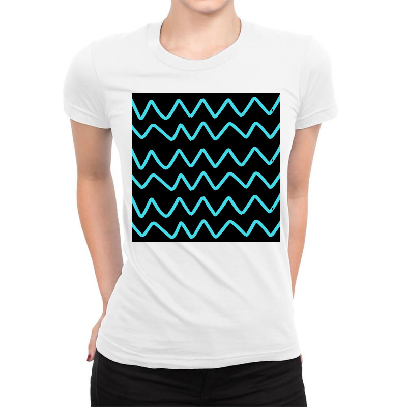 Sky Blue Zigzags Lines Art Ladies Fitted T-Shirt by American choice | Artistshot