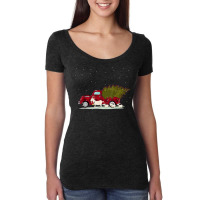 Goat Red Plaid Truck Christmas Women's Triblend Scoop T-shirt | Artistshot