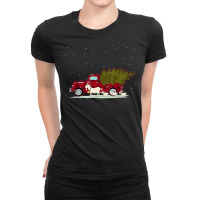 Goat Red Plaid Truck Christmas Ladies Fitted T-shirt | Artistshot