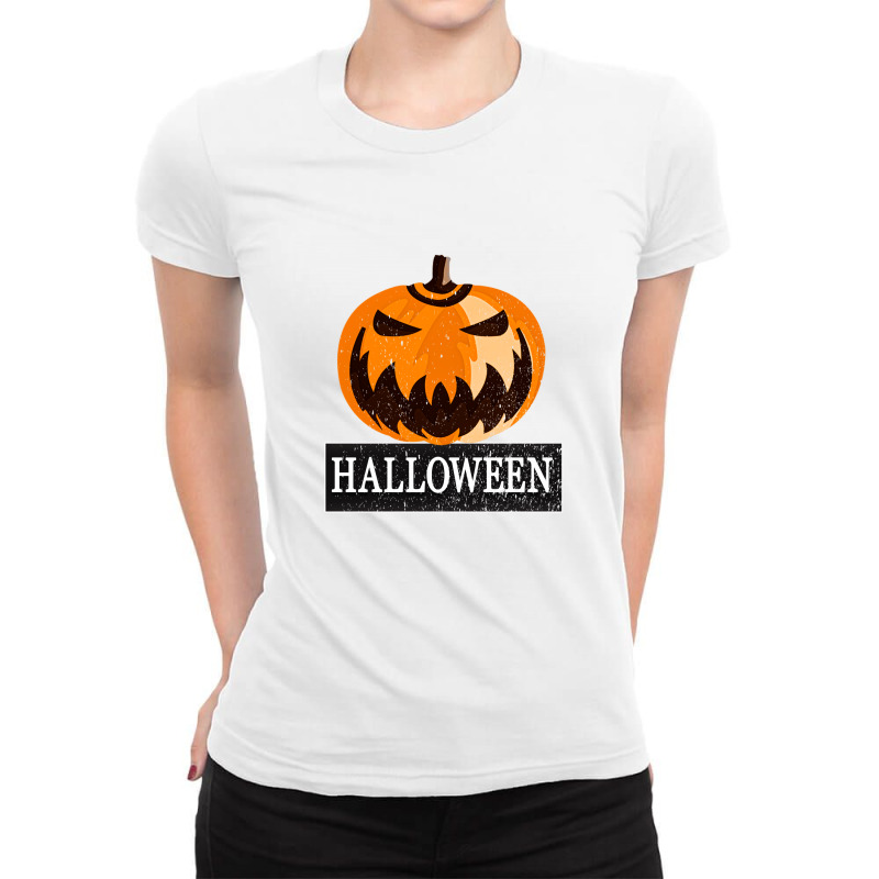 Halloween Vintage Pumpkin Ladies Fitted T-Shirt by Apollo | Artistshot