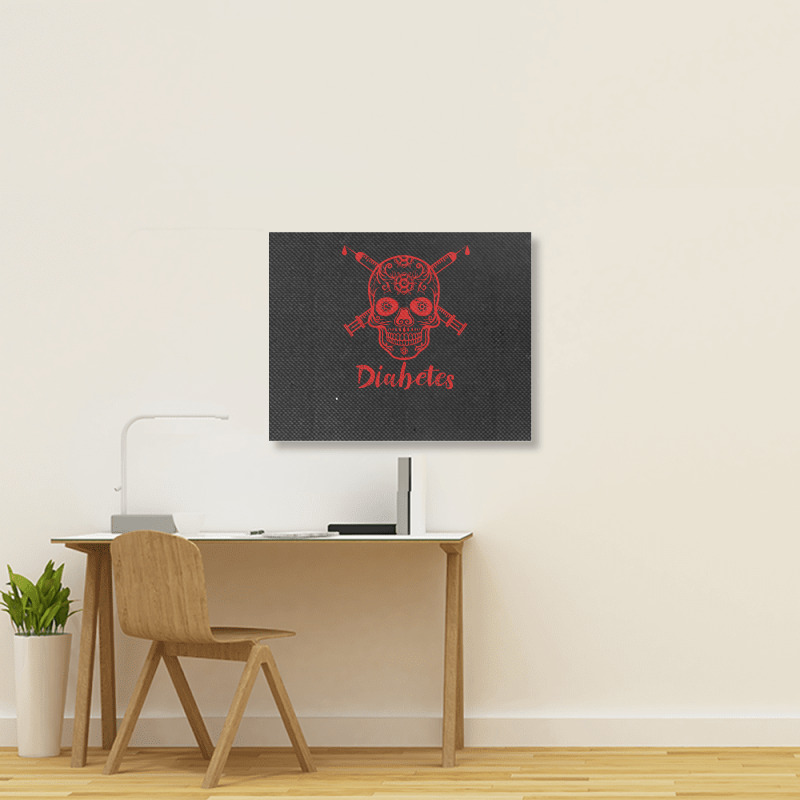 Diabetes Diabetic Red Skull Insulin Diabetic Diabetes Awareness Landscape Canvas Print by offensejuggler | Artistshot