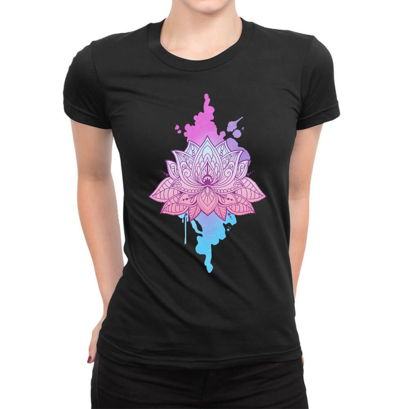 Mandala Lotus T  Shirt Asanas Mandala Lotus Mantra T  Shirt Ladies Fitted T-Shirt by adolphsteuber754 | Artistshot