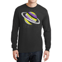 Nonbinary Flag Genderfluid Planet Agender Saturn Non Binary T Shirt Long Sleeve Shirts | Artistshot