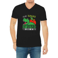 My Teacher Survived 100 Days Of Me 100 Days Of School V-neck Tee | Artistshot