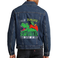 My Teacher Survived 100 Days Of Me 100 Days Of School Men Denim Jacket | Artistshot