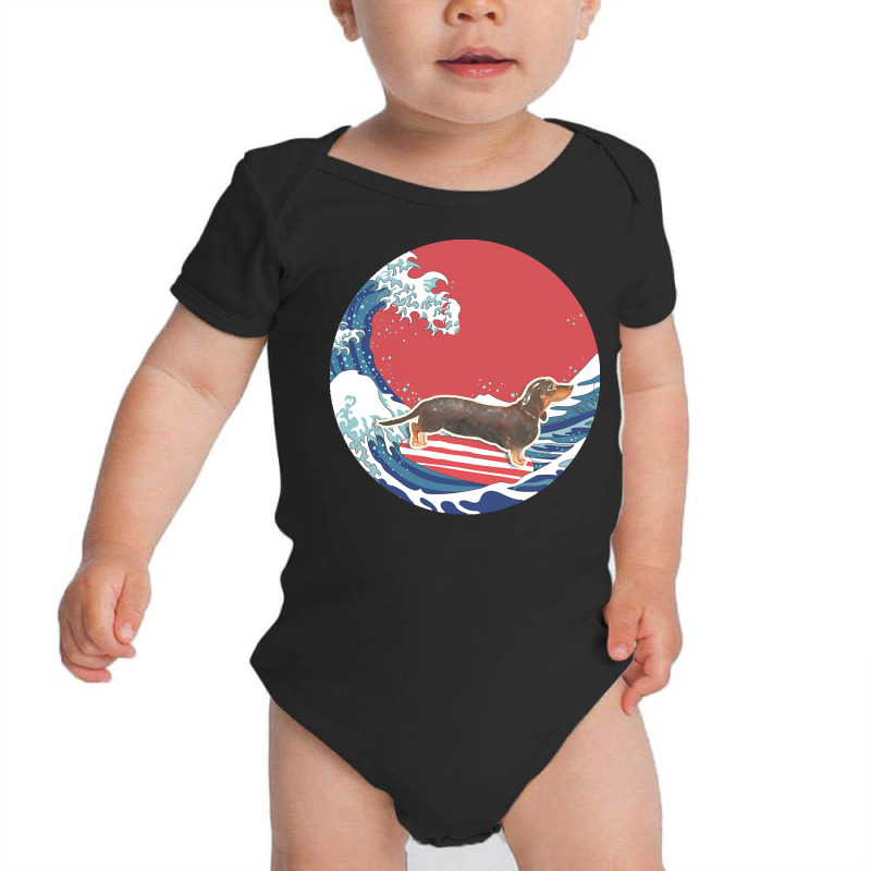 Dachshund T  Shirt Black & Tan Dachshund Gifts   Ocean Waves Surfing B Baby Bodysuit by amos11674 | Artistshot