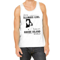 Just An Illinois Girl Living In A Rhode Island World Map Tank Top | Artistshot