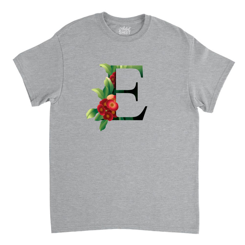 Floral Initial Letter E Classic T-shirt by coşkun | Artistshot