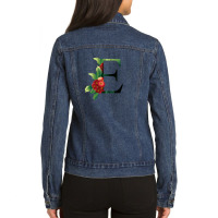 Floral Initial Letter E Ladies Denim Jacket | Artistshot