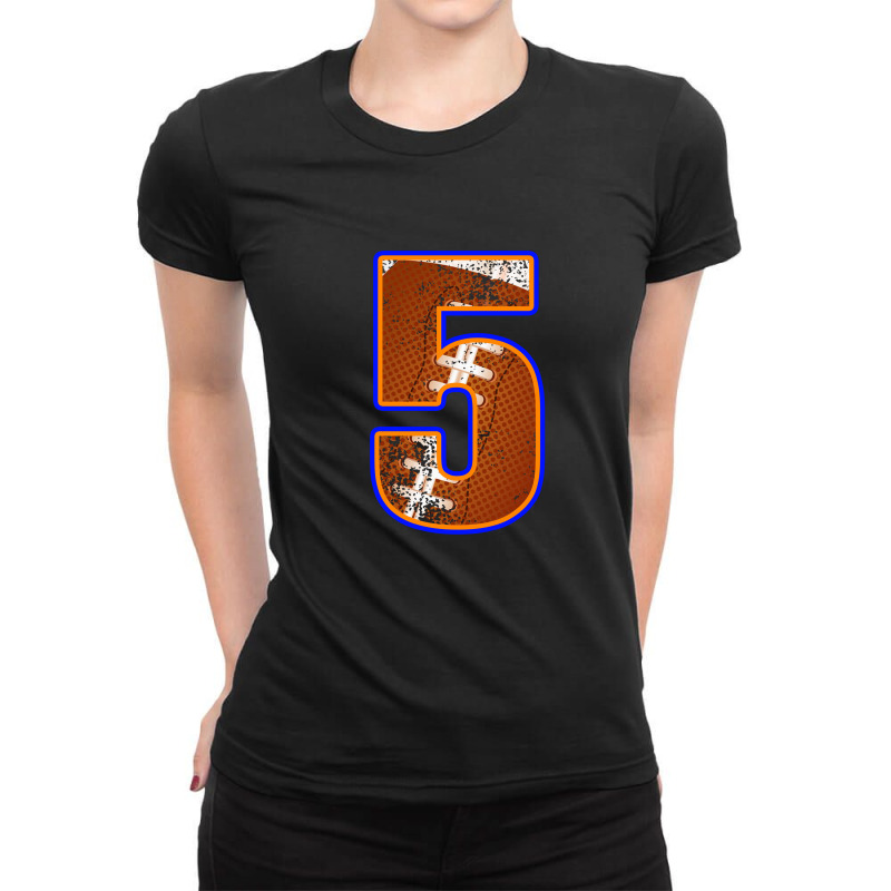 American Football Player Number Five Ladies Fitted T-Shirt by autlu2024 | Artistshot