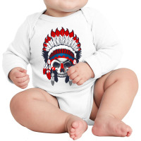 Skull American Indian Long Sleeve Baby Bodysuit | Artistshot