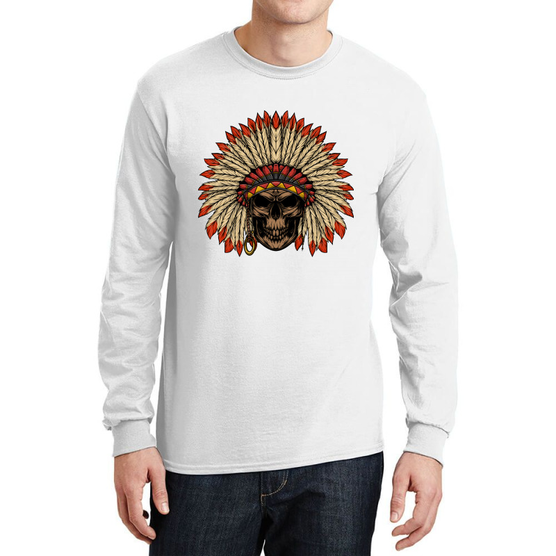 Skull American Indian Long Sleeve Shirts | Artistshot