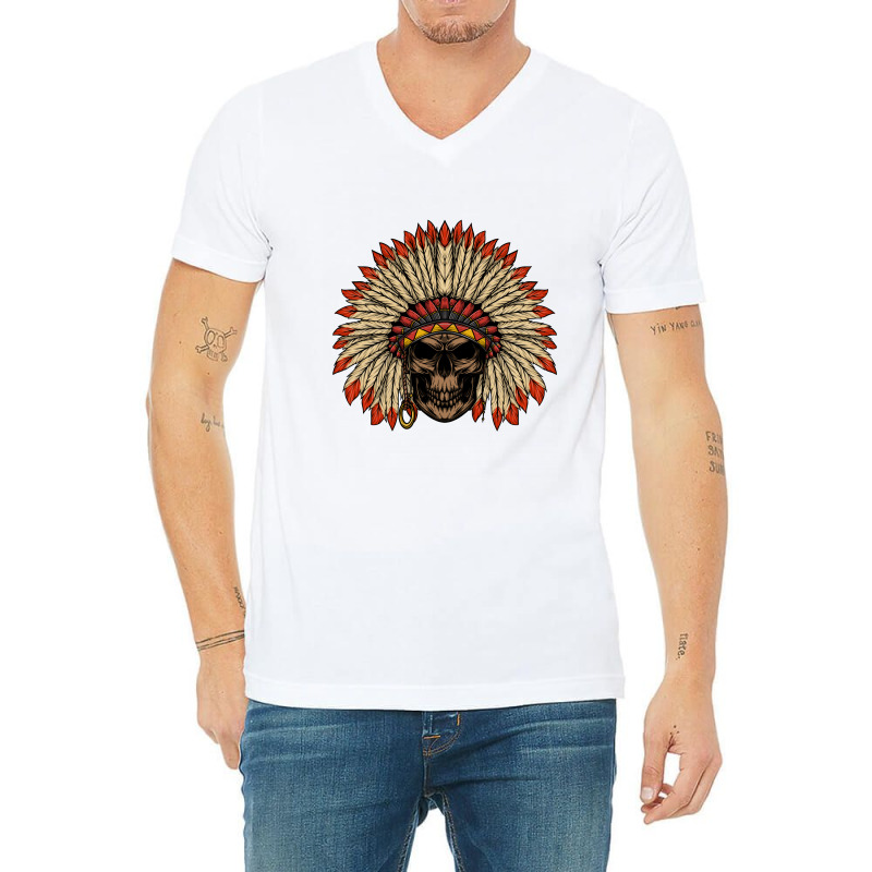 Skull American Indian V-neck Tee | Artistshot