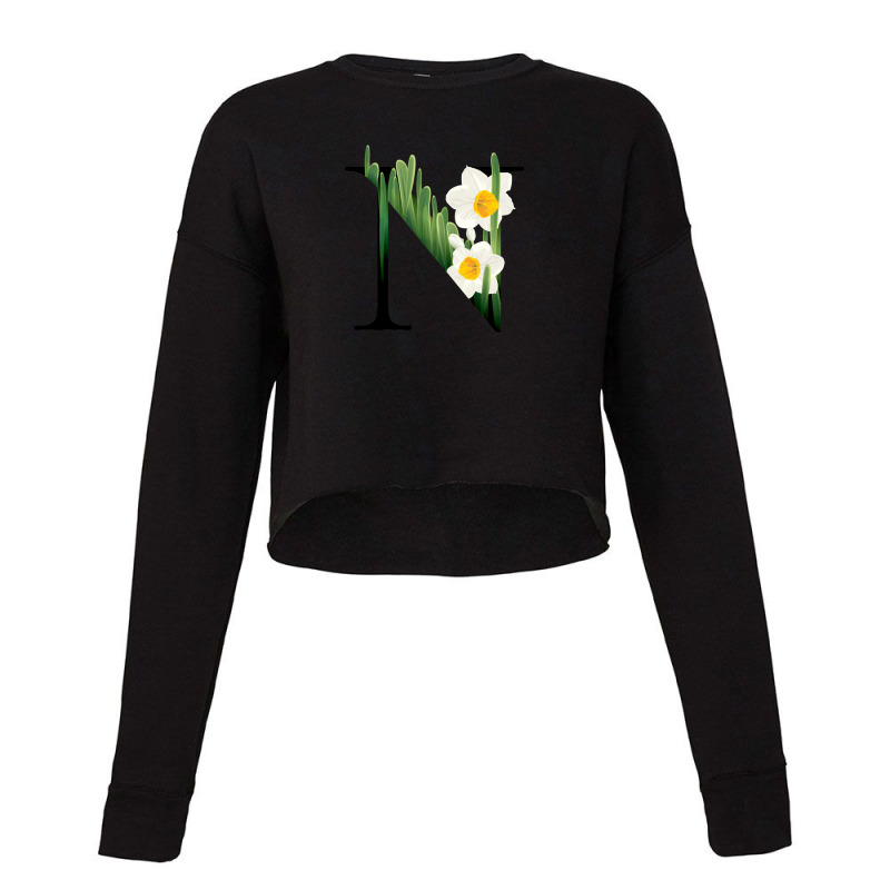 Floral Initial Letter N Cropped Sweater by coşkun | Artistshot