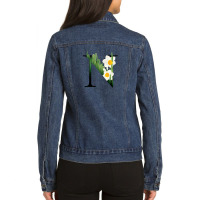 Floral Initial Letter N Ladies Denim Jacket | Artistshot