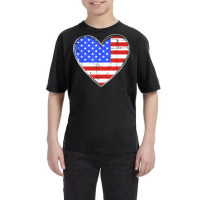Usa Flag In Heart Shape For American Pride On 4th Of July T Shirt Youth Tee | Artistshot